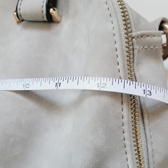 Grey Soft Vegan Leather Large Crossbody Handbag - Picture 14 of 14